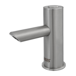 Piezo stainless steel washbasin tap for cold or premixed water, longer outlet arm, 6 V