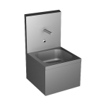 Stainless steel wall hung sink with integrated electronics, thermostatic mixer, 24 V DC