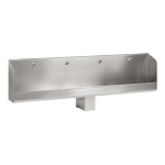 Stainless steel urinal trough with 4 integrated infra-red flushing units, 6 V