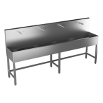 Stainless steel trough with 4 integrated piezo electronics, thermostatic valve, length 2500 mm, brushed, 24 V DC