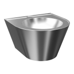 Vandal-proof stainless steel wall hung conical washbasin, Ø 360 mm