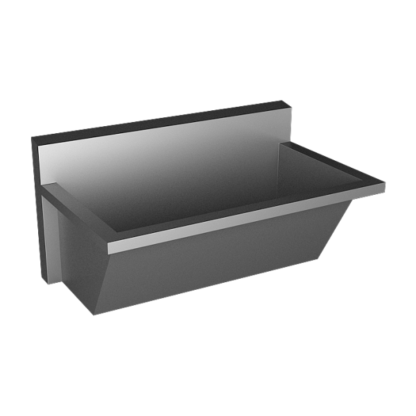 Stainless steel trough for hospitals, AISI 316L, length 1500 mm