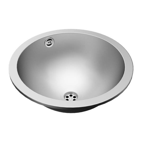 Stainless steel recessed washbasin, Ø 320 mm