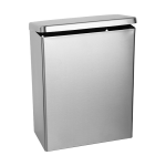 Stainless steel wall hung waste bin for sanitaries, volume 4,5 l, brushed