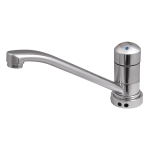Washbasin and sink tap for double sink with swivel spout, 24 V DC
