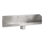 Stainless steel urinal trough with 4 integrated infra-red flushing units, 24 V DC