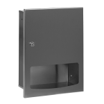 Stainless steel recessed supply bin for a folder paper towels, brushed