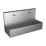 Stainless steel wall hung trough with integrated electronics, thermostatic valve, length 1250 mm, 24 V DC