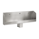 Stainless steel automatic urinal through with integrated thermic flushing unit, 1800 mm, 24 V DC