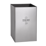 Stainless steel waste bin, legend GLASS ONLY
