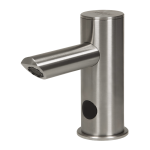 Automatic stainless steel washbasin tap, temperature is regulated by angle valves, longer outlet arm, 6 V