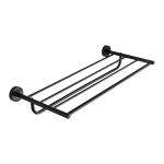 Stainless steel towel rack with rail, black matt finish