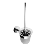 Stainless steel toilet brush with glass, polished finish
