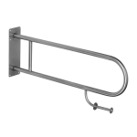 Stainless steel hand rail, solid, with toilet paper holder, length 900 mm, polished