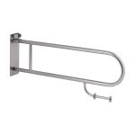Stainless steel hand rail, folding, with toilet paper holder, length 830 mm, polished