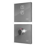 Electronic Touch Control for Head and Hand Shower  with Thermostatic Mixing Valve, colour light grey REF 9006, backlit of the symbol cyan, 24 V DC