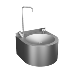 Stainless steel wall hung automatic drinking fountain and bottle filler, brushed, 6 V