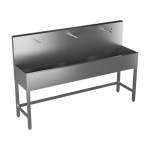 Stainless steel trough with 3 integrated piezo electronics, thermostatic valve, length 1900 mm, brushed, 24 V DC