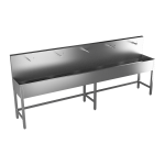Stainless steel trough with 5 integrated piezo electronics, thermostatic valve, length 3000 mm, brushed, 24 V DC
