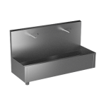 Stainless steel wall hung trough with 2 integrated piezo electronics, thermostatic valve, length 1250 mm, brushed, 24 V DC