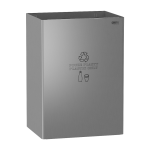 Stainless steel waste bin, legend PLASTIC ONLY