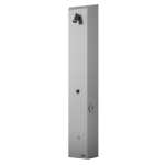 Stainless steel token shower panel, for cold or premixed water, 24 V DC