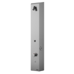 Stainless steel token shower panel, with thermostatic mixer for cold and hot water, 24 V DC