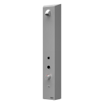 Stainless steel RFID token shower panel, with thermostatic mixer for cold and hot water, 24 V DC