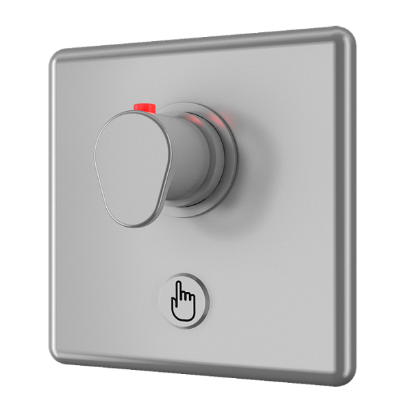 Shower control with piezo button for coin and token shower timers with index N - for cold and hot water, temperature regulated by thermostatic mixer 
