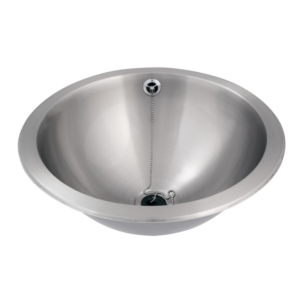 Stainless steel recessed washbasin, Ø 420 mm