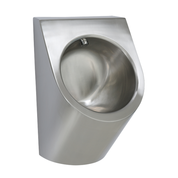 Stainless steel automatic urinal with integrated thermic flushing unit, 24 V DC