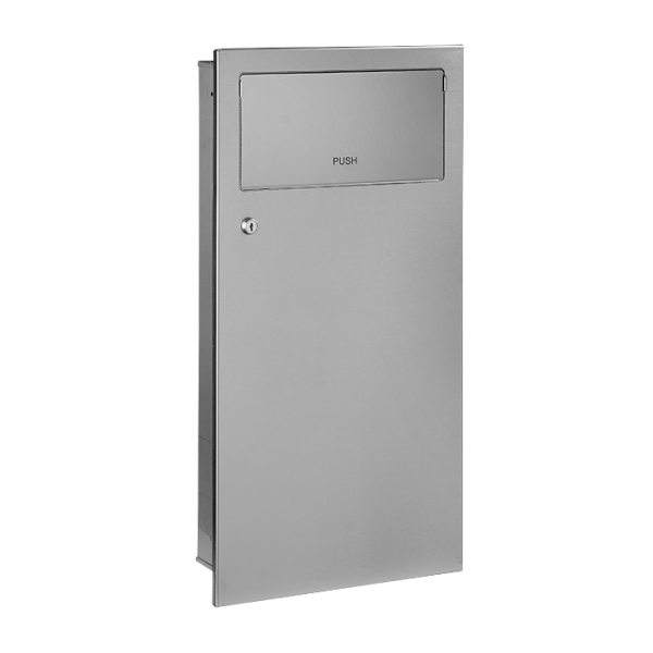 Stainless steel recessed waste bin