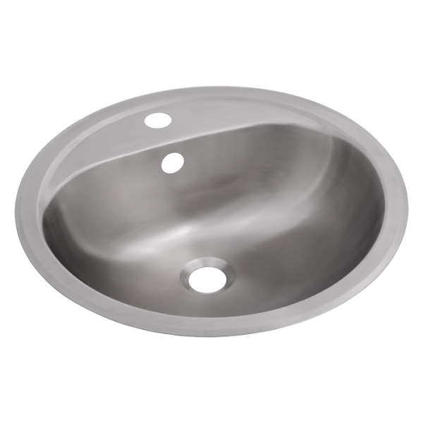 Stainless steel recessed washbasin with tap hole
