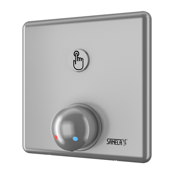 Shower control with piezo button for coin and token shower timers with index N - for cold and hot water, temperature regulated by mixer 