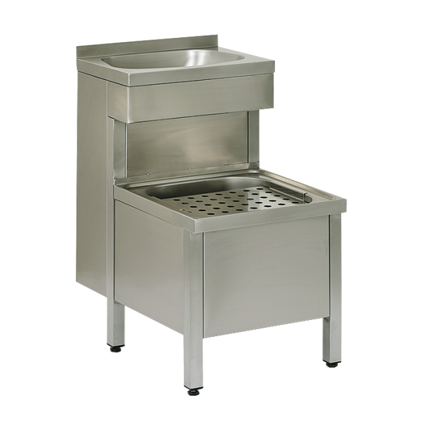 Composite stainless steel floor standing sink with a washbasin with SLU 10B