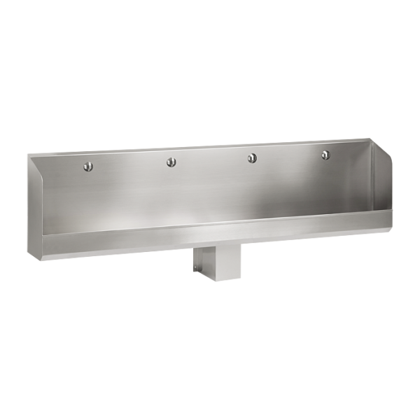 Stainless steel wall-mounted urinal trough WITHOUT electronics, 2400 mm