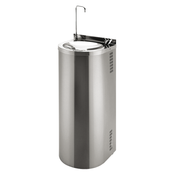 Stainless steel floor mounted drinking fountain with bottle filler
