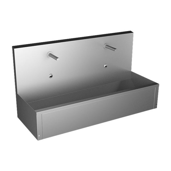 Stainless steel wall hung trough with 2 integrated electronics, length 1250 mm, 24 V DC