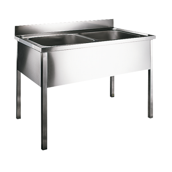 Stainless steel floor standing double bulk sink, 1200x700x850 mm