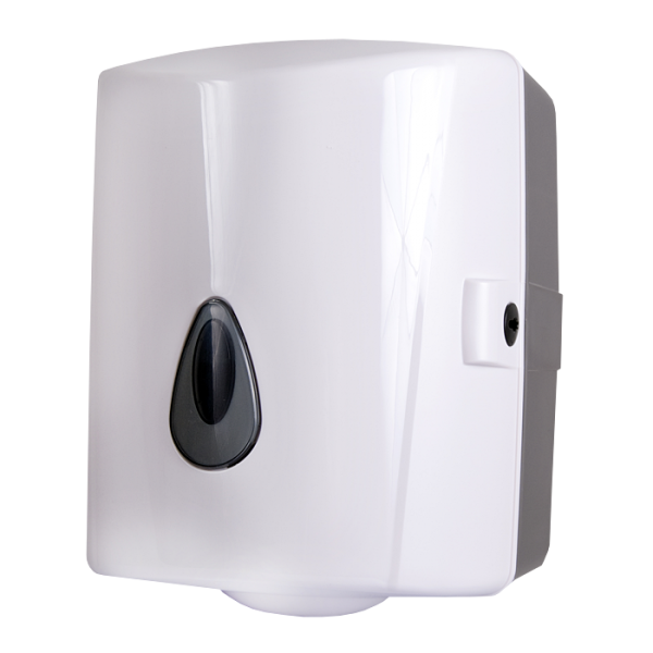 Supply bin for coil of paper towels, material white plastic ABS