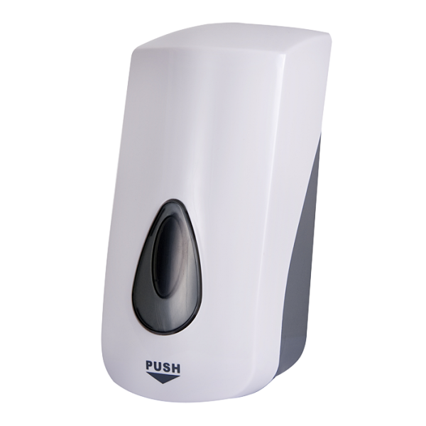 Liquid/gel disinfection and soap dispenser, volume 1 l, white plastic ABS