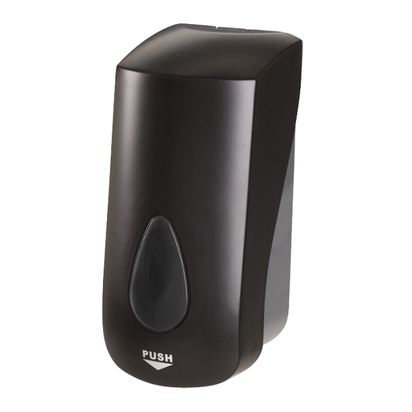 Liquid/gel disinfection and soap dispenser, volume 1 l, black plastic ABS