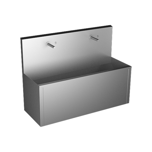 Vandal-proof stainless steel wall hung trough with 2 integrated piezo electronics, length 1250 mm, 24 V DC