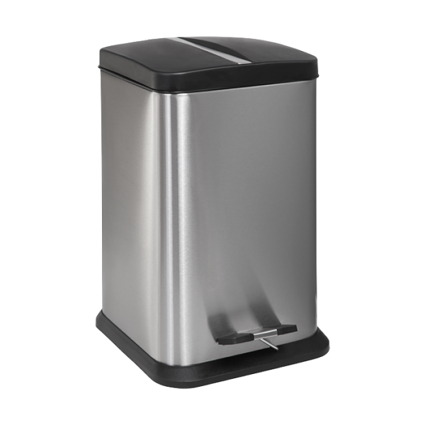 Stainless steel floor standing waste bin with a plastic insert