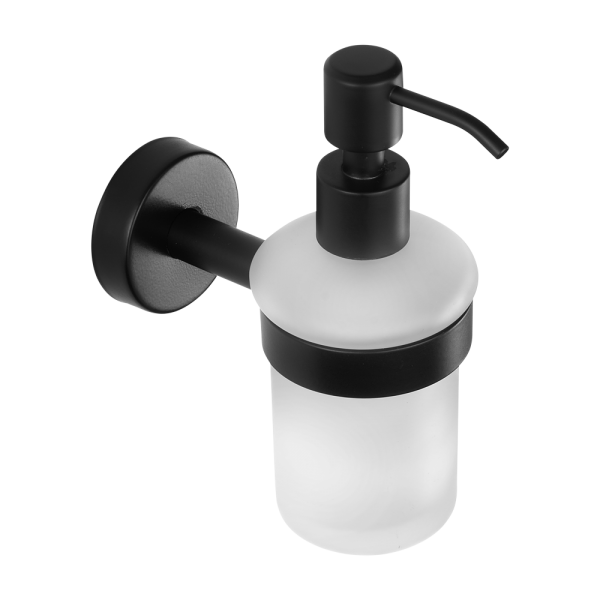 Stainless steel glass soap dispenser, black matt finish