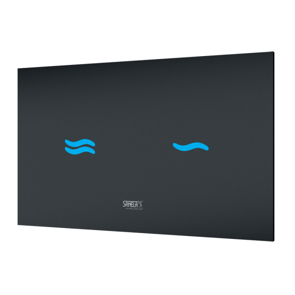 Electronic touch toilet flushing unit, glass colour REF 9005 black, backlighting blue, 24 V DC