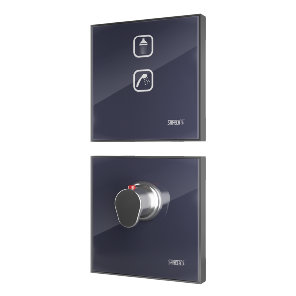 Electronic Touch Control for Head and Hand Shower with Thermostatic Mixing Valve, colour dark grey REF 7016, backlit of the symbol white, 24 V DC