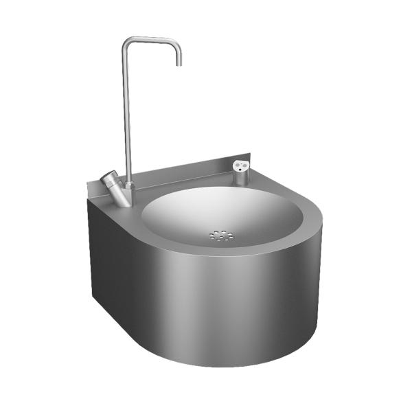 Stainless steel wall hung automatic drinking fountain and bottle filler, brushed, 6 V