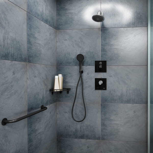Electronic touch control shower with thermostatic valve
