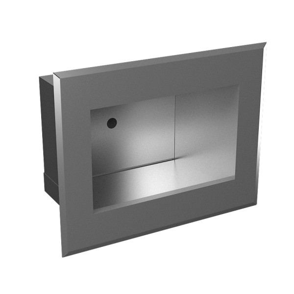 Vandal-proof stainless steel automatic recessed washbasin, for cold or premixed water, 24 V DC
